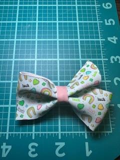 St Patrick's Day Hair Bow, Luck Faux Leather Clip