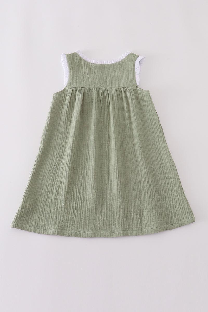 Premium sage ruffle dress
