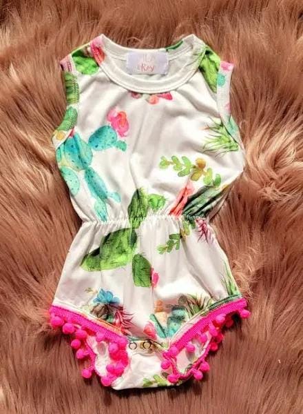 Cute Cactus Pom Pom Romper
