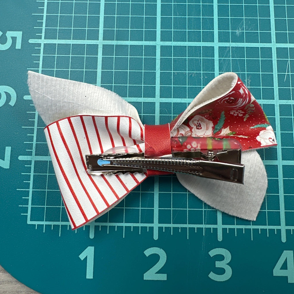 Christmas Forest Pinwheel Faux Leather Hair bows