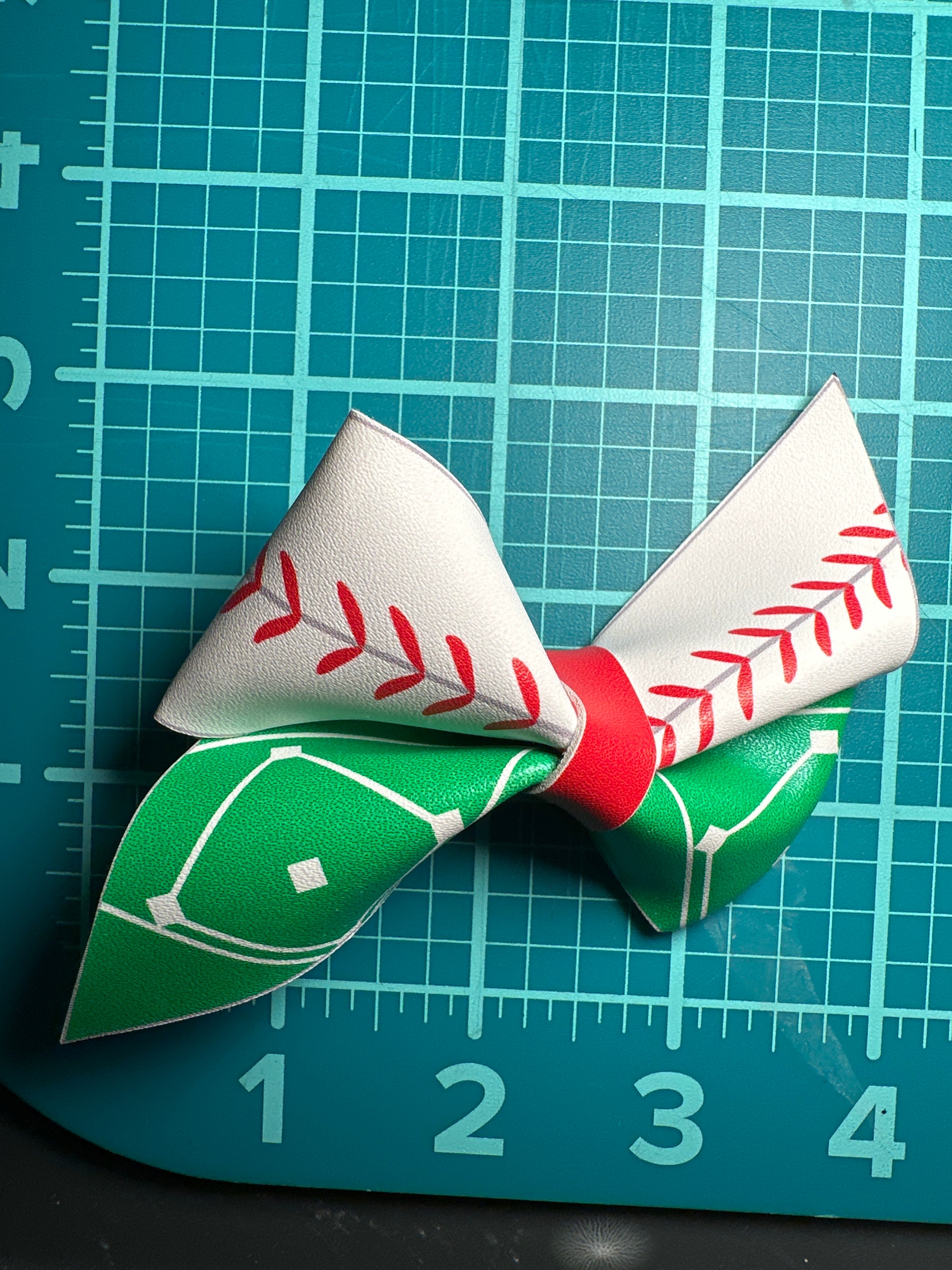 Baseball Faux Leather Hair Bows