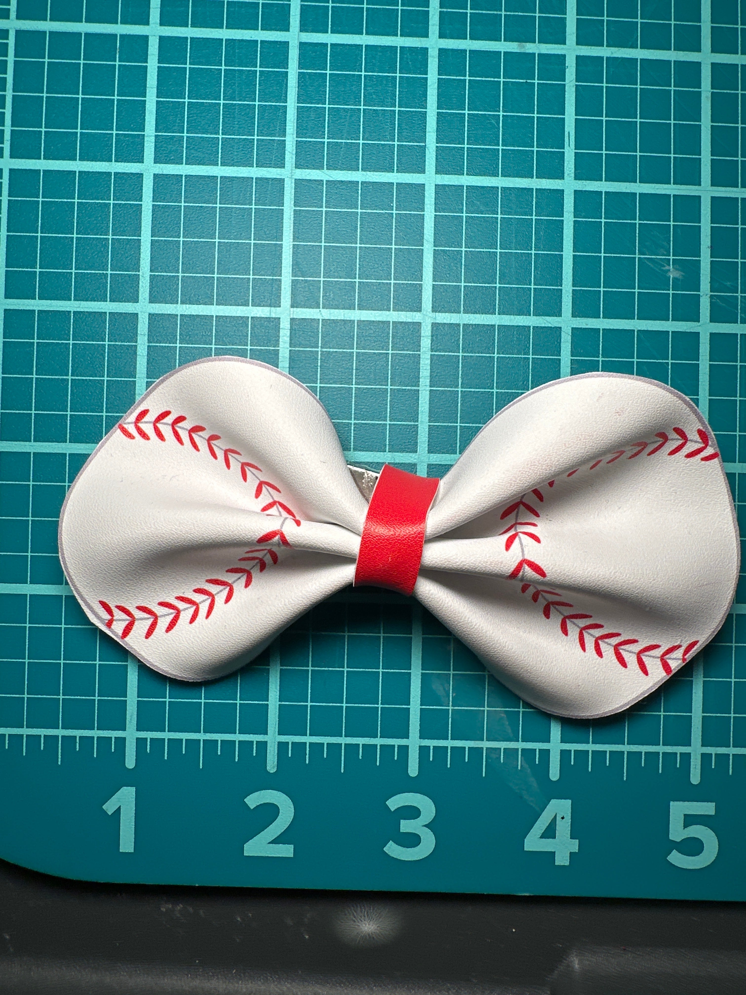 Baseball Faux Leather Hair Bows