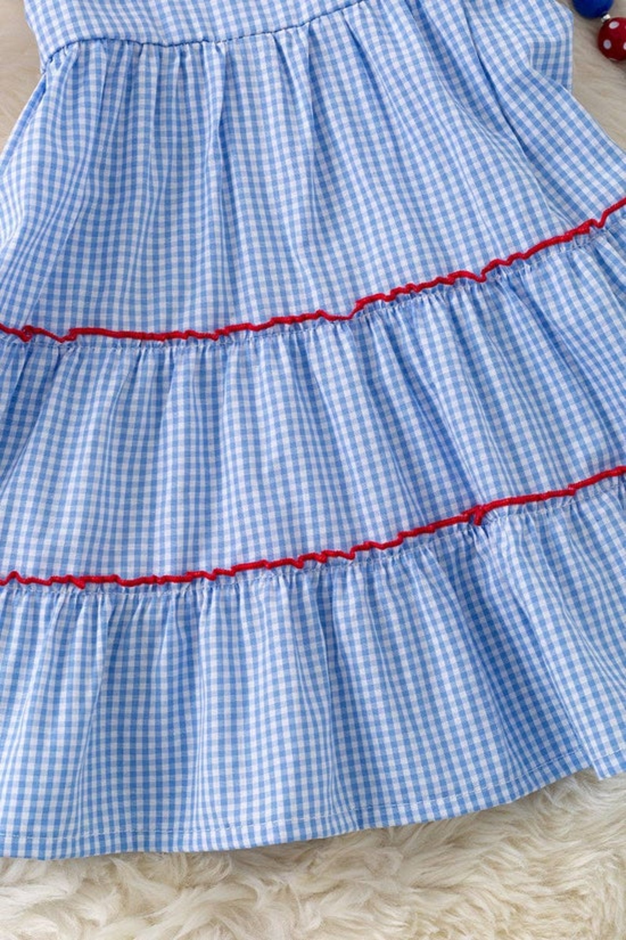 Blue gingham patriotic tiered dress