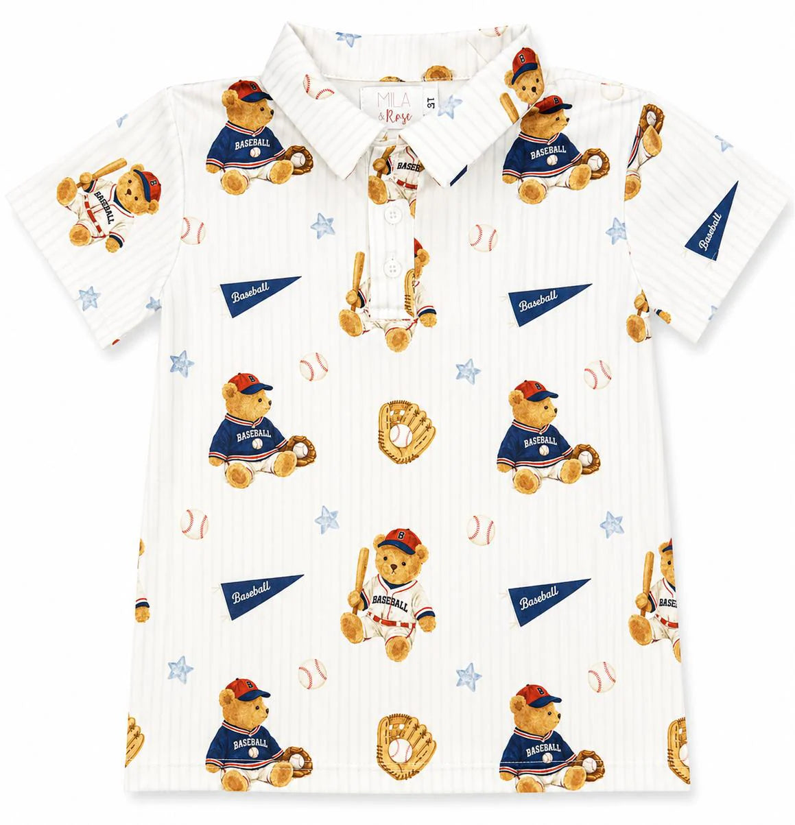 Boys Baseball Bears Short Sleeve Polo