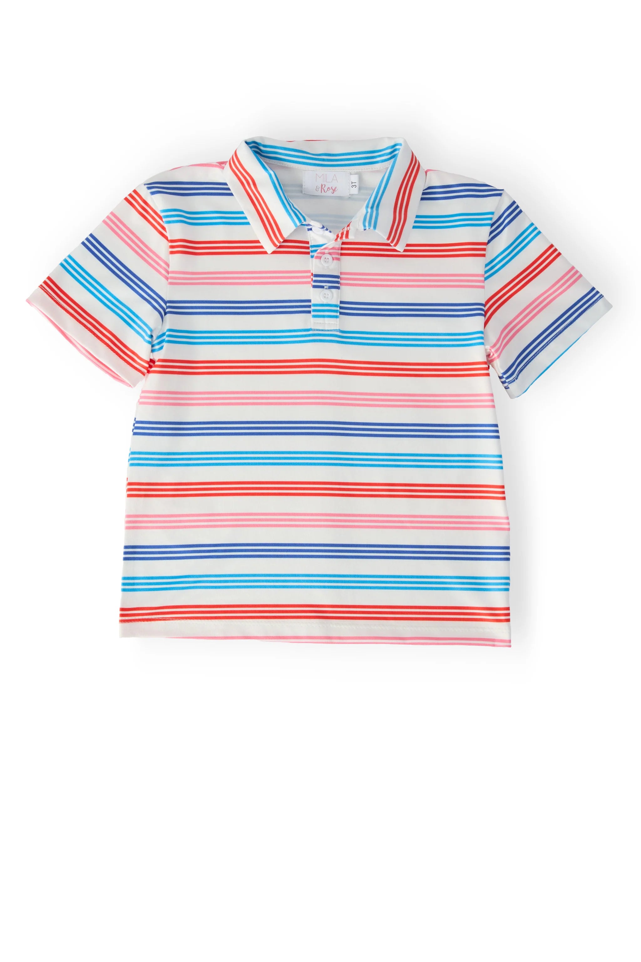 Boys Red, White & Stripe Short Sleeve Polo