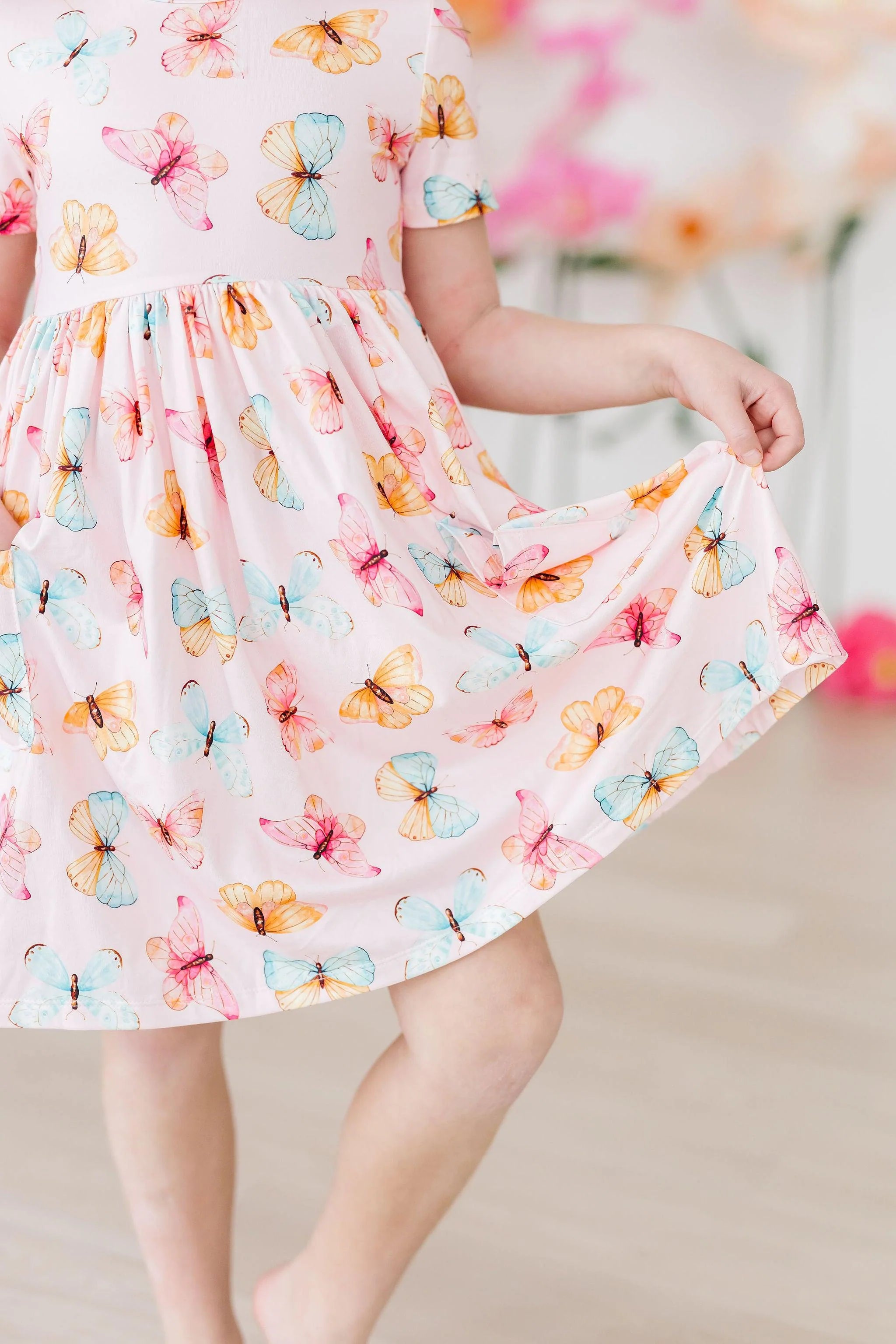 Butterfly Kisses Short Sleeve Pocket Twirl Dress