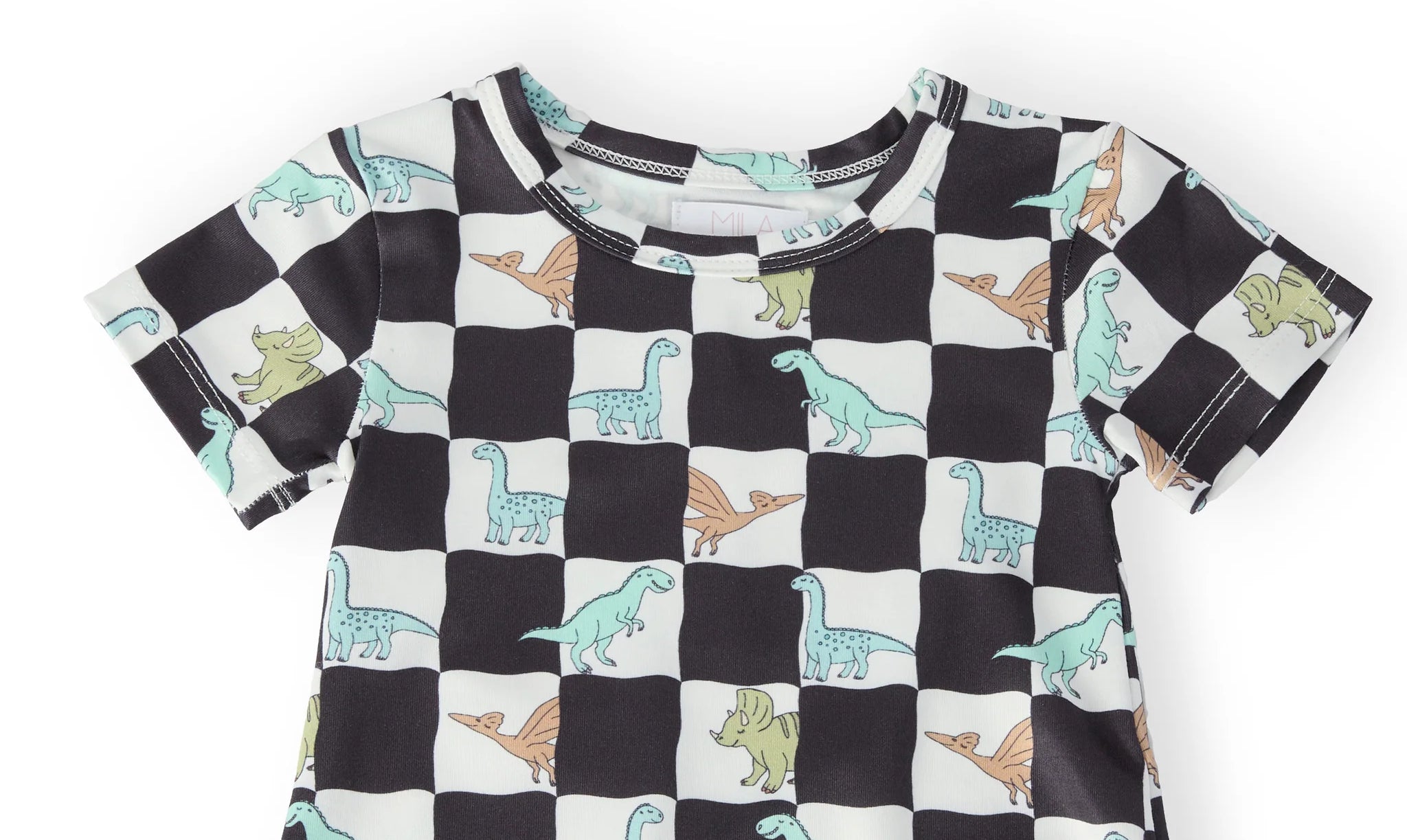 Dino Checkers Short Sleeve Shorty One-Piece