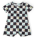 Dino Checkers Short Sleeve Shorty One-Piece