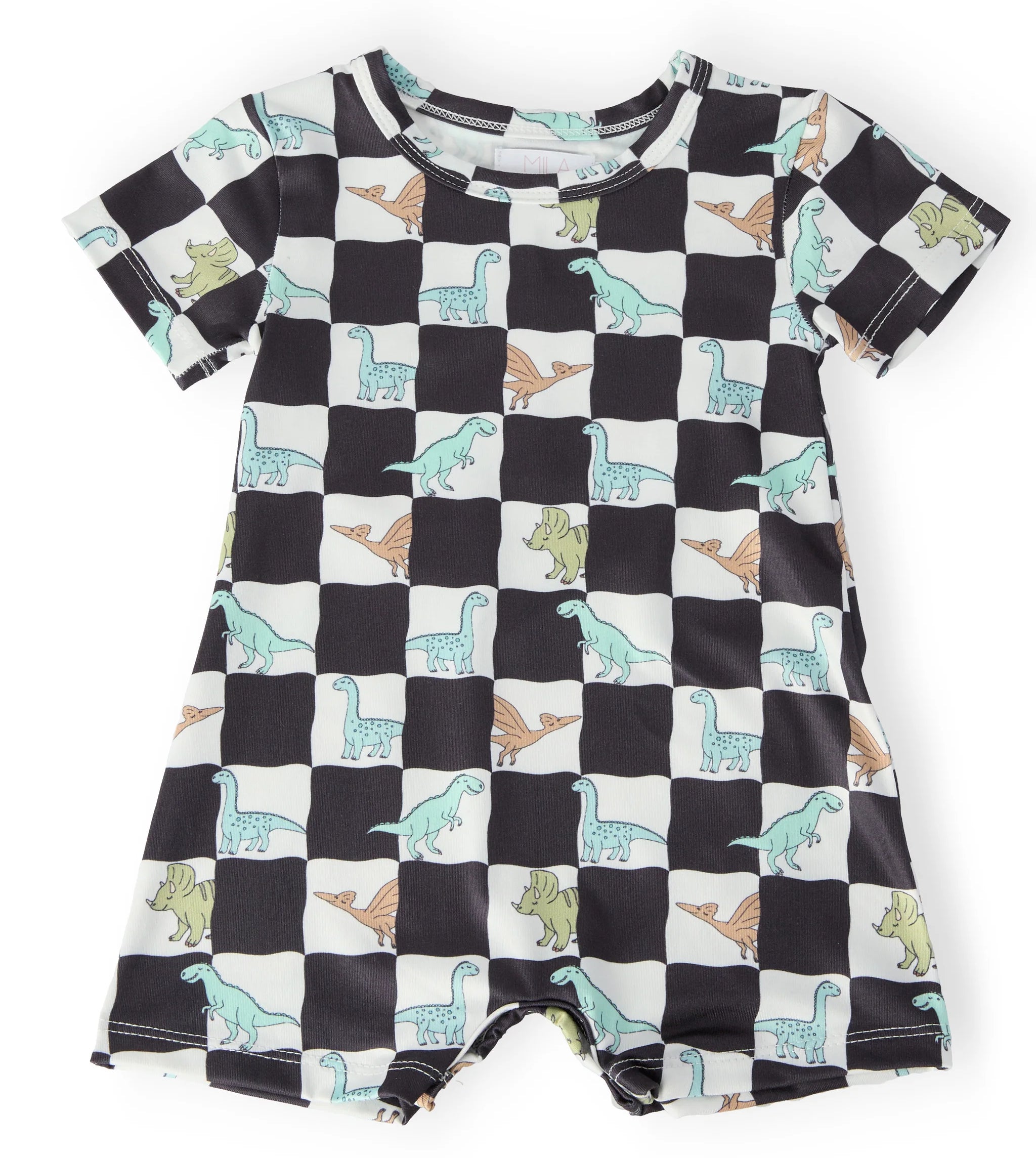 Dino Checkers Short Sleeve Shorty One-Piece