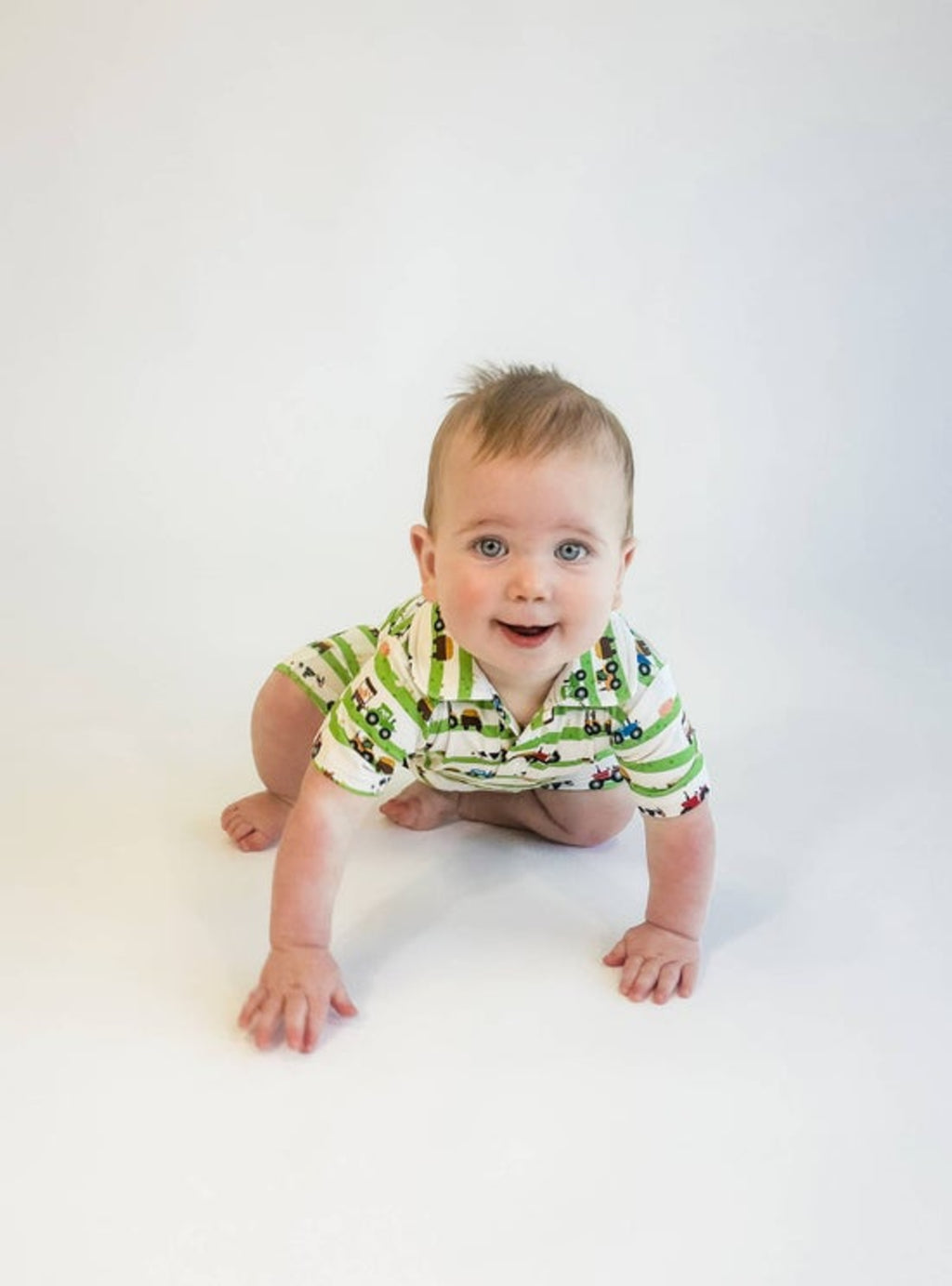 Farm Stripes - Short Sleeve Polo Romper