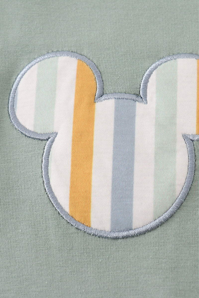 Green Mickey Mouse character applique bubble