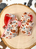 Highland Cows & Flowers Double Layer Hair Bow: Fall 2025
