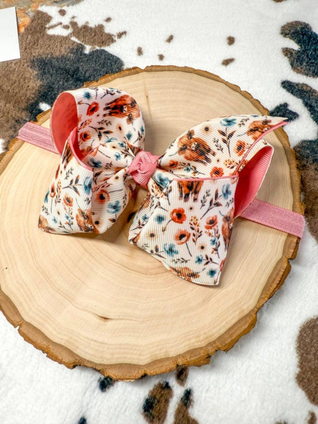Highland Cows & Flowers Double Layer Bow Headband: Fall 2025