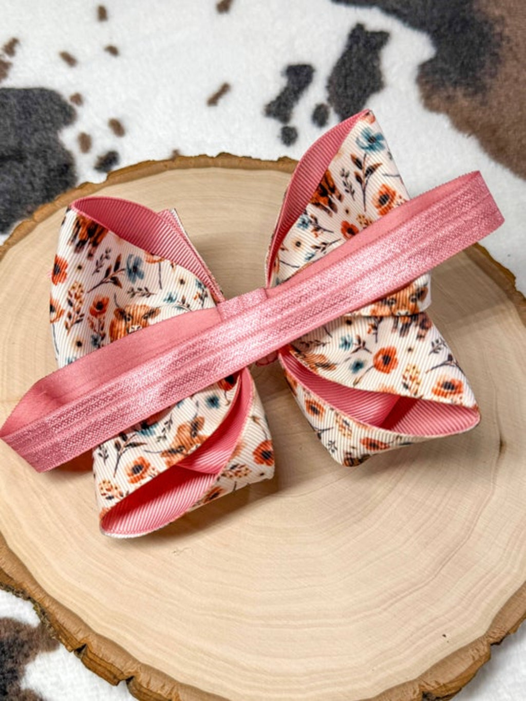 Highland Cows & Flowers Double Layer Bow Headband: Fall 2025