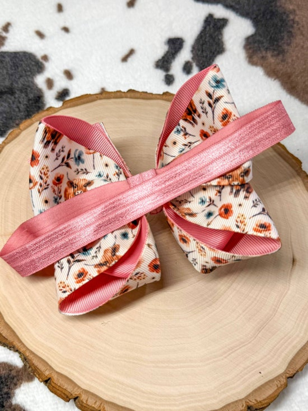 Highland Cows & Flowers Double Layer Bow Headband: Fall 2025