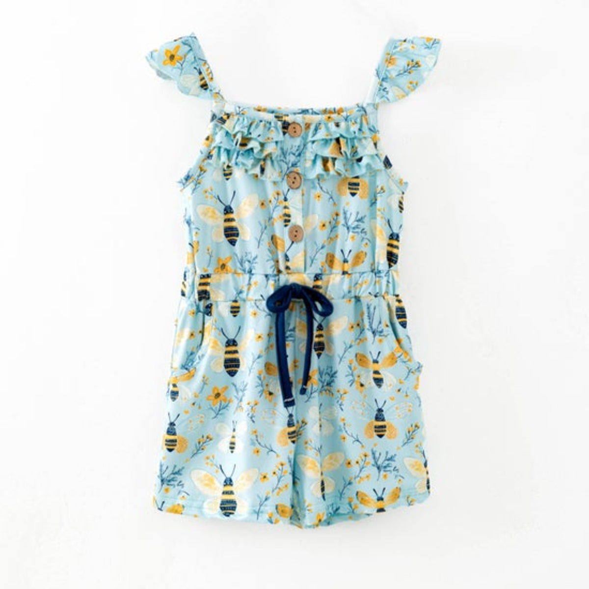 Honey Bee Garden Tie-Waist Girls Romper