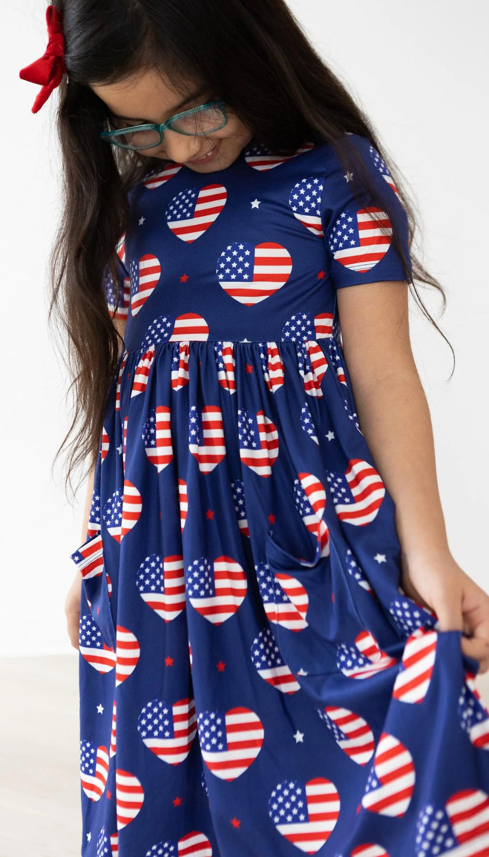 I Heart the USA Short Sleeve Pocket Twirl Dress