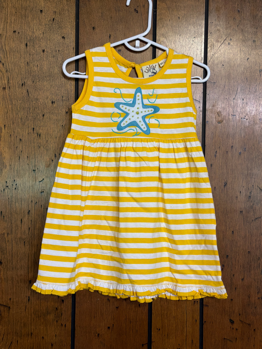 Blue Sea Star Yellow Stripe - Girl Dress