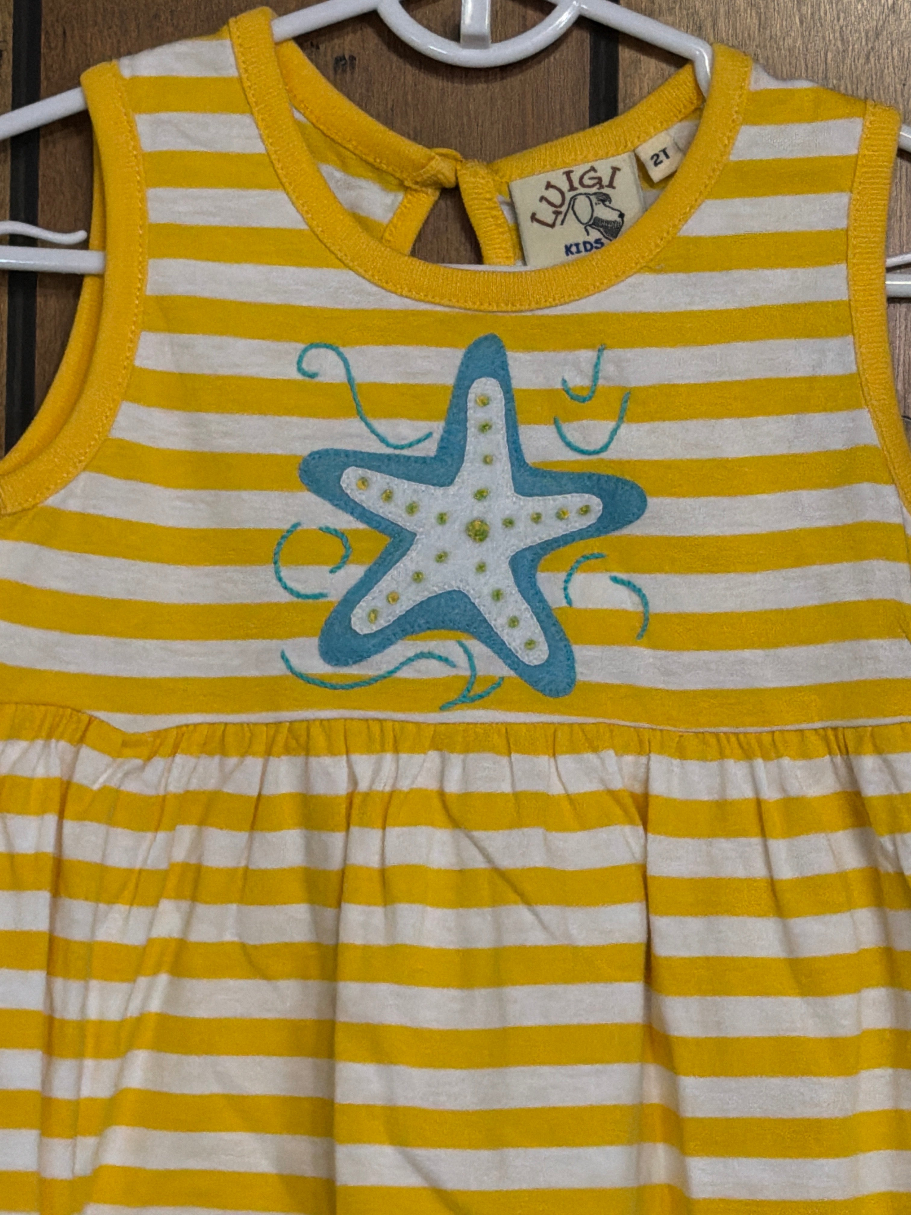 Blue Sea Star Yellow Stripe - Girl Dress