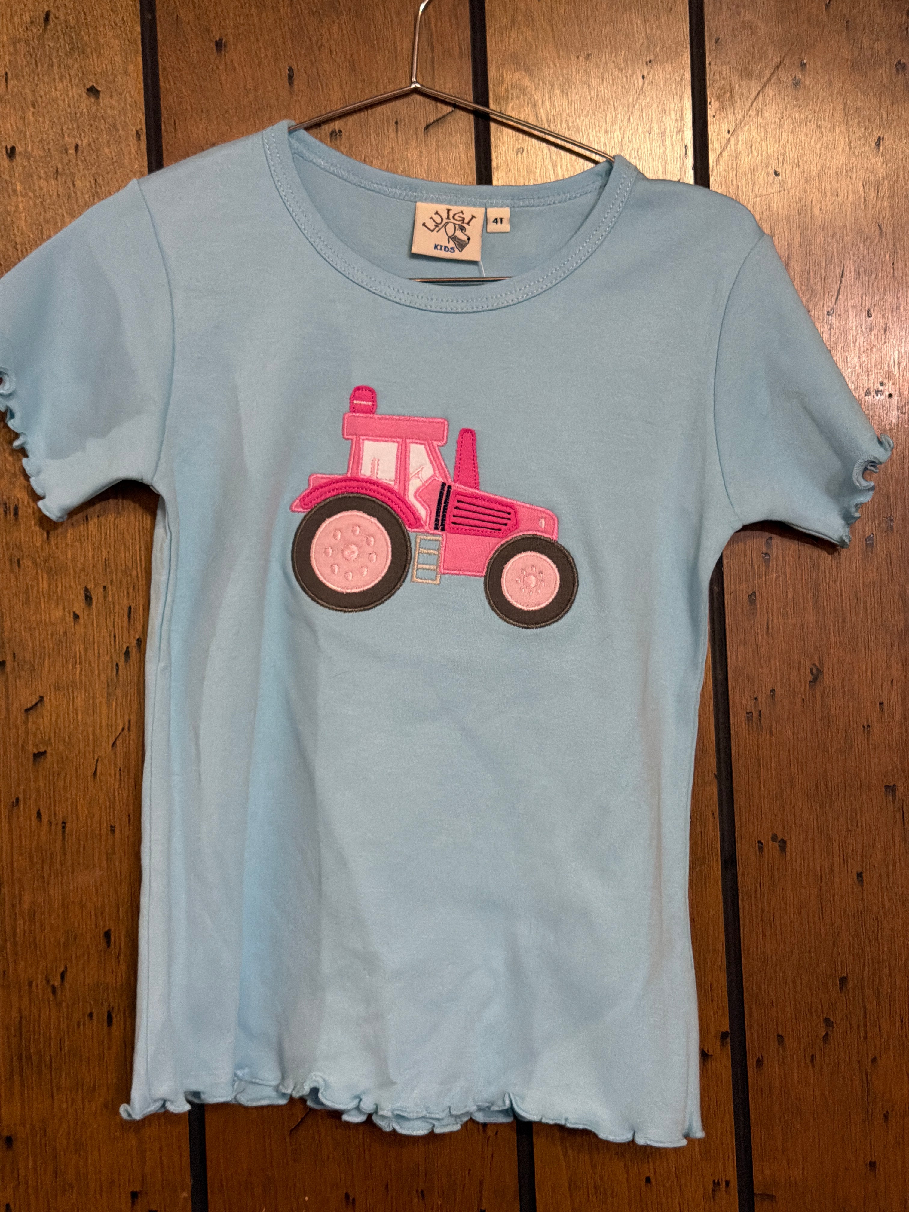 Pink Tractor - Light Blue Girl Shirt