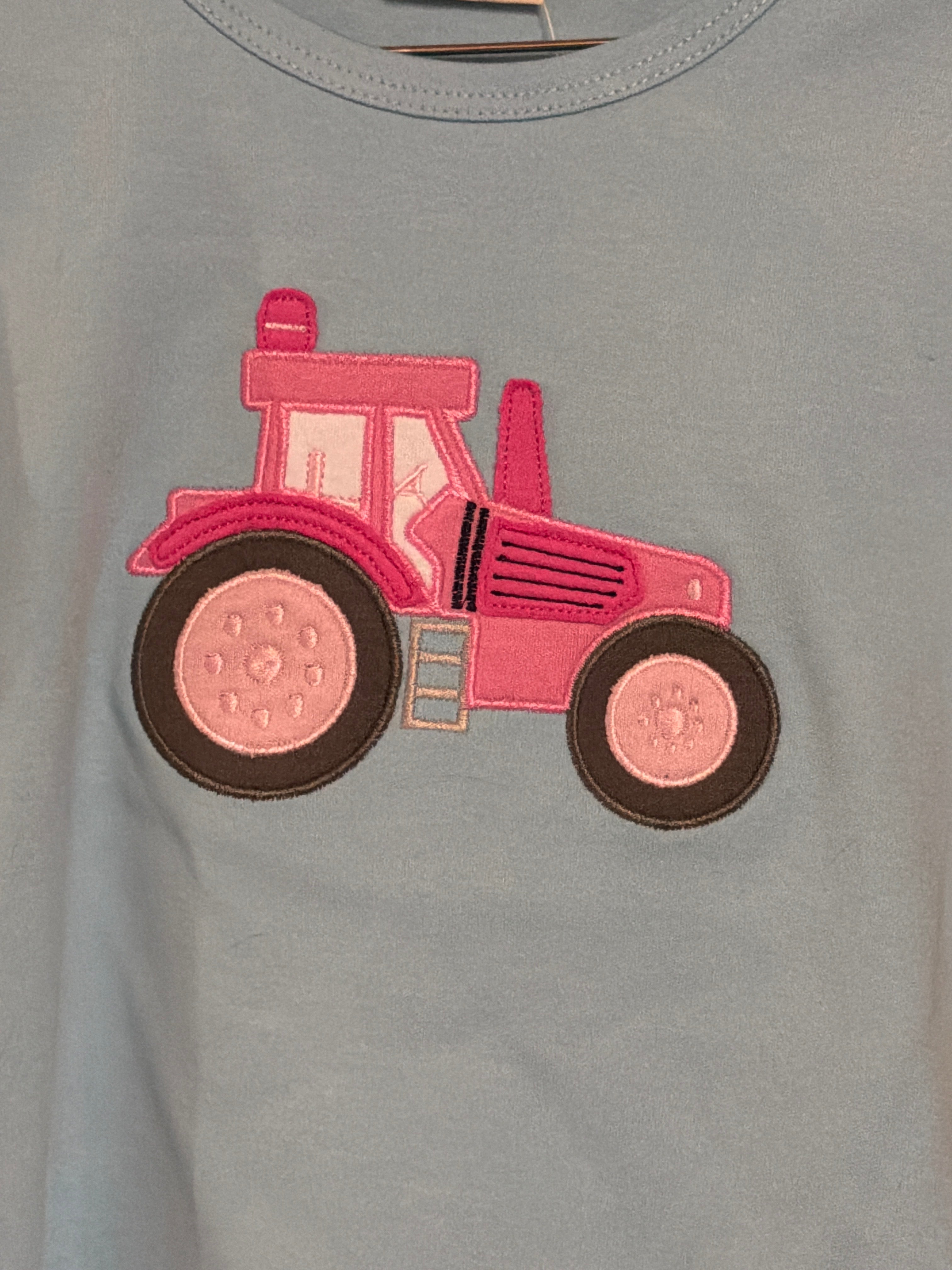 Pink Tractor - Light Blue Girl Shirt