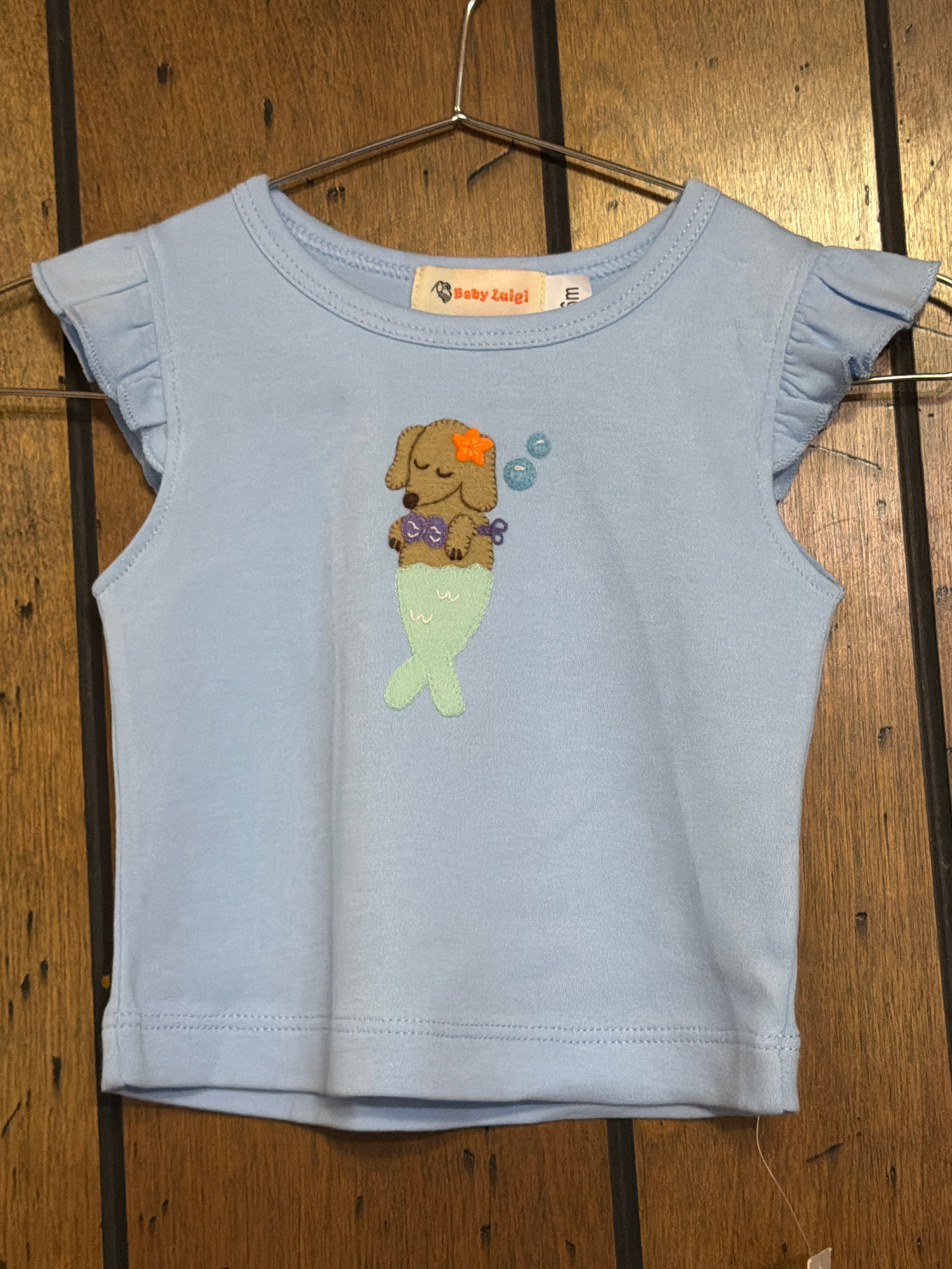Mermaid Puppy Blue - Girl Shirt