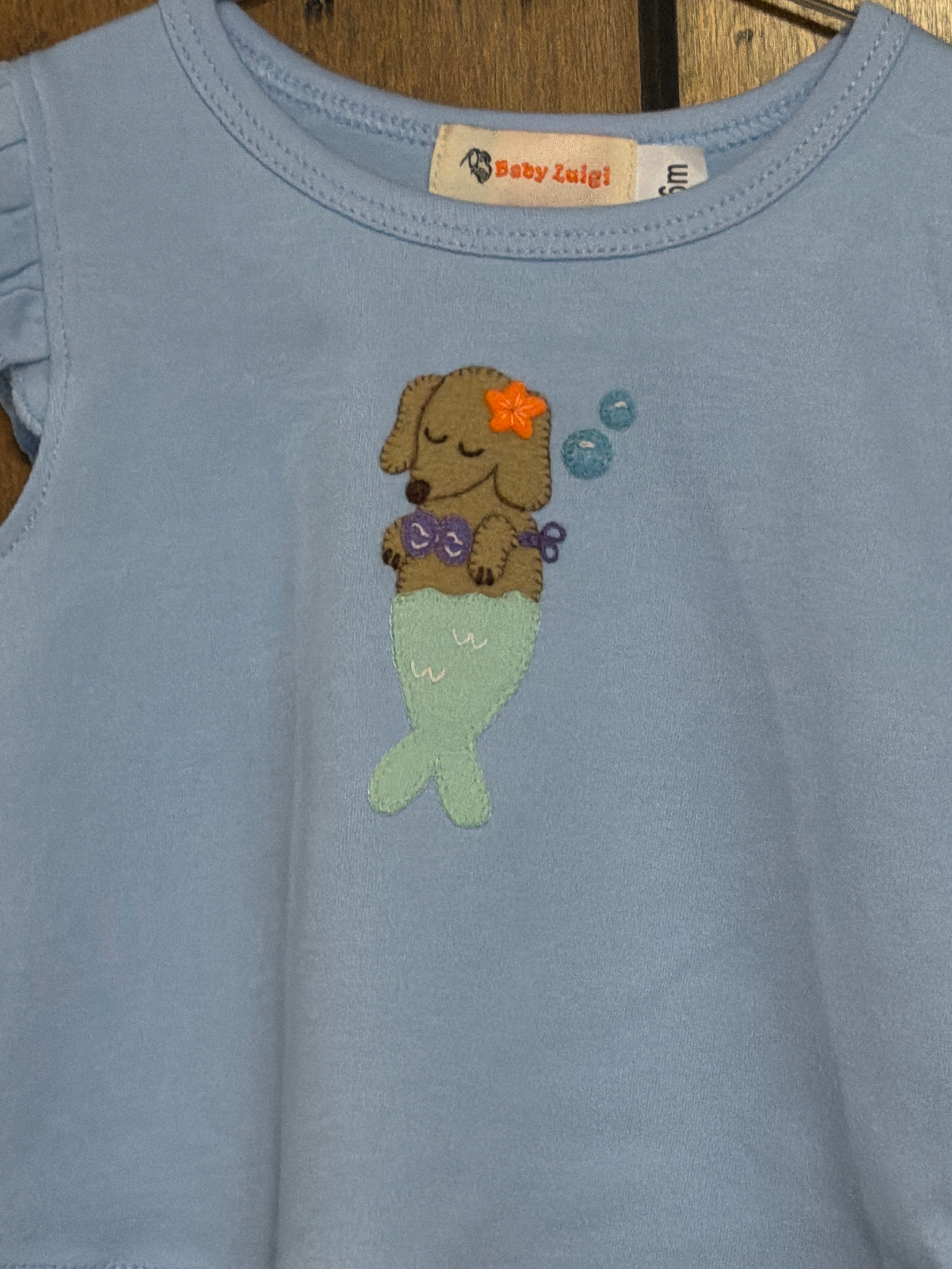 Mermaid Puppy Blue - Girl Shirt