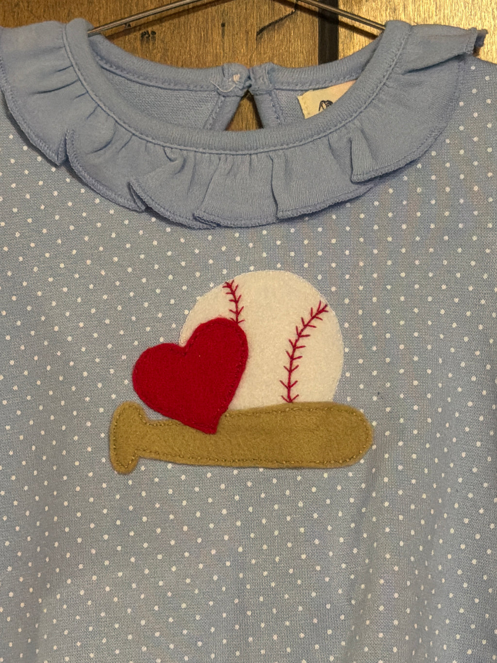 Baseball Blue Polka Dots Long Sleeve - Girl Dress