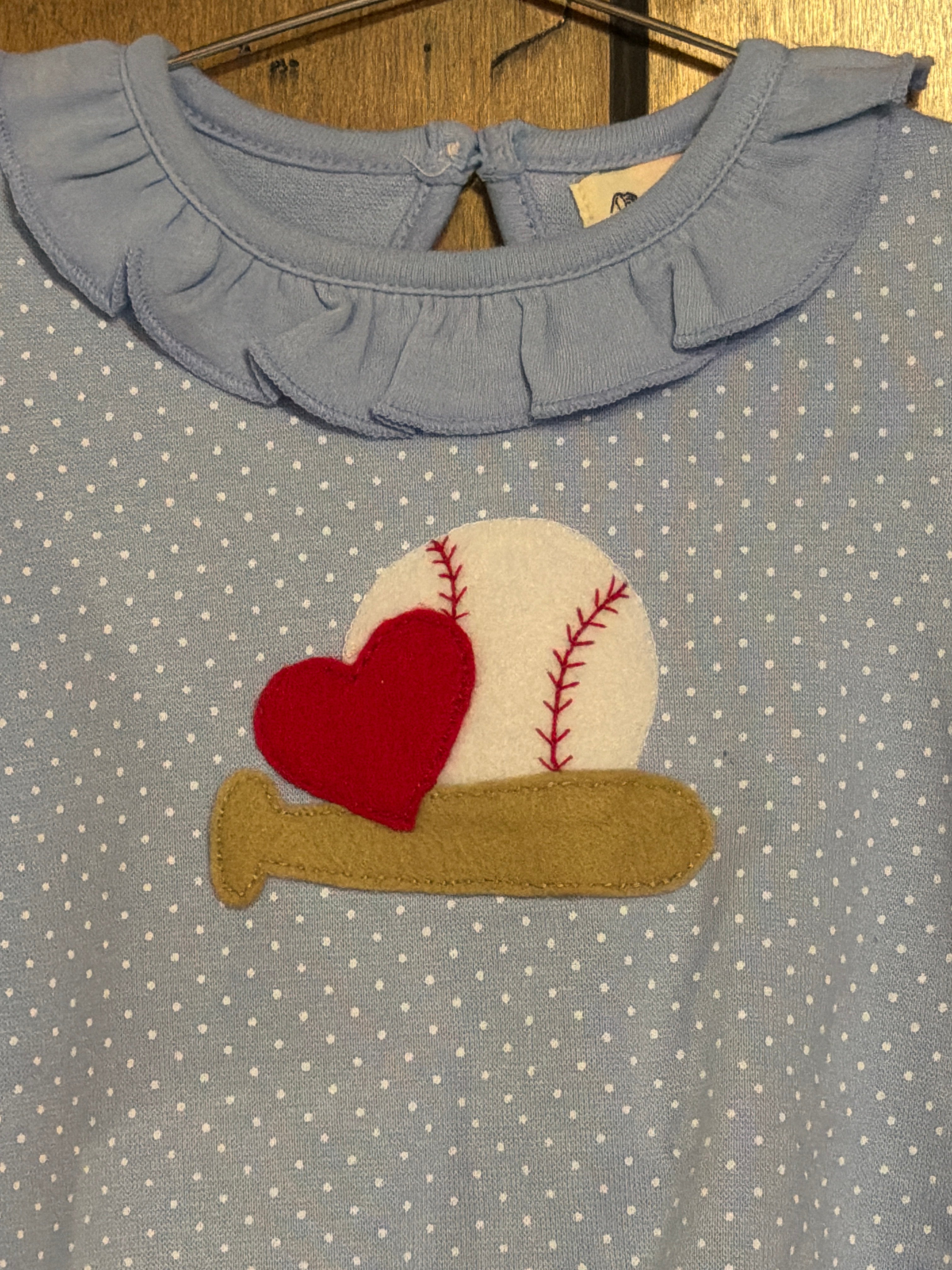 Baseball Blue Polka Dots Long Sleeve - Girl Dress
