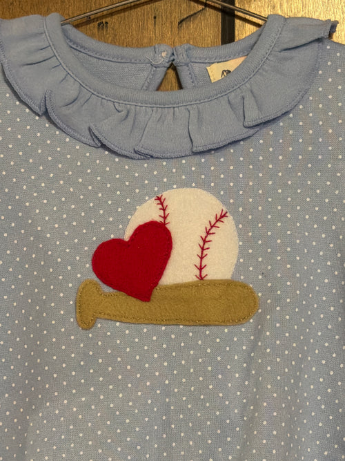 Baseball Blue Polka Dots Long Sleeve - Girl Dress