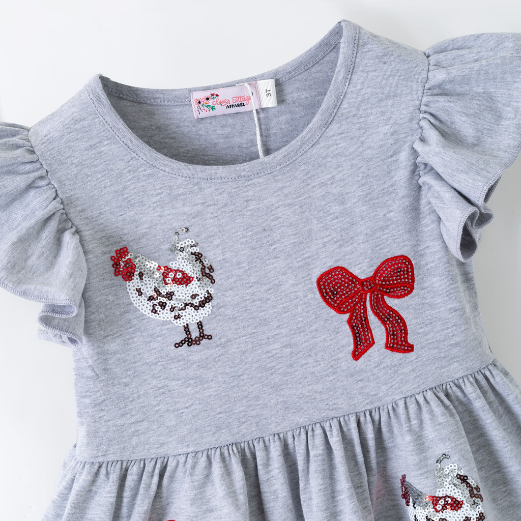 Little Miss Hen Sequin Girls Dress
