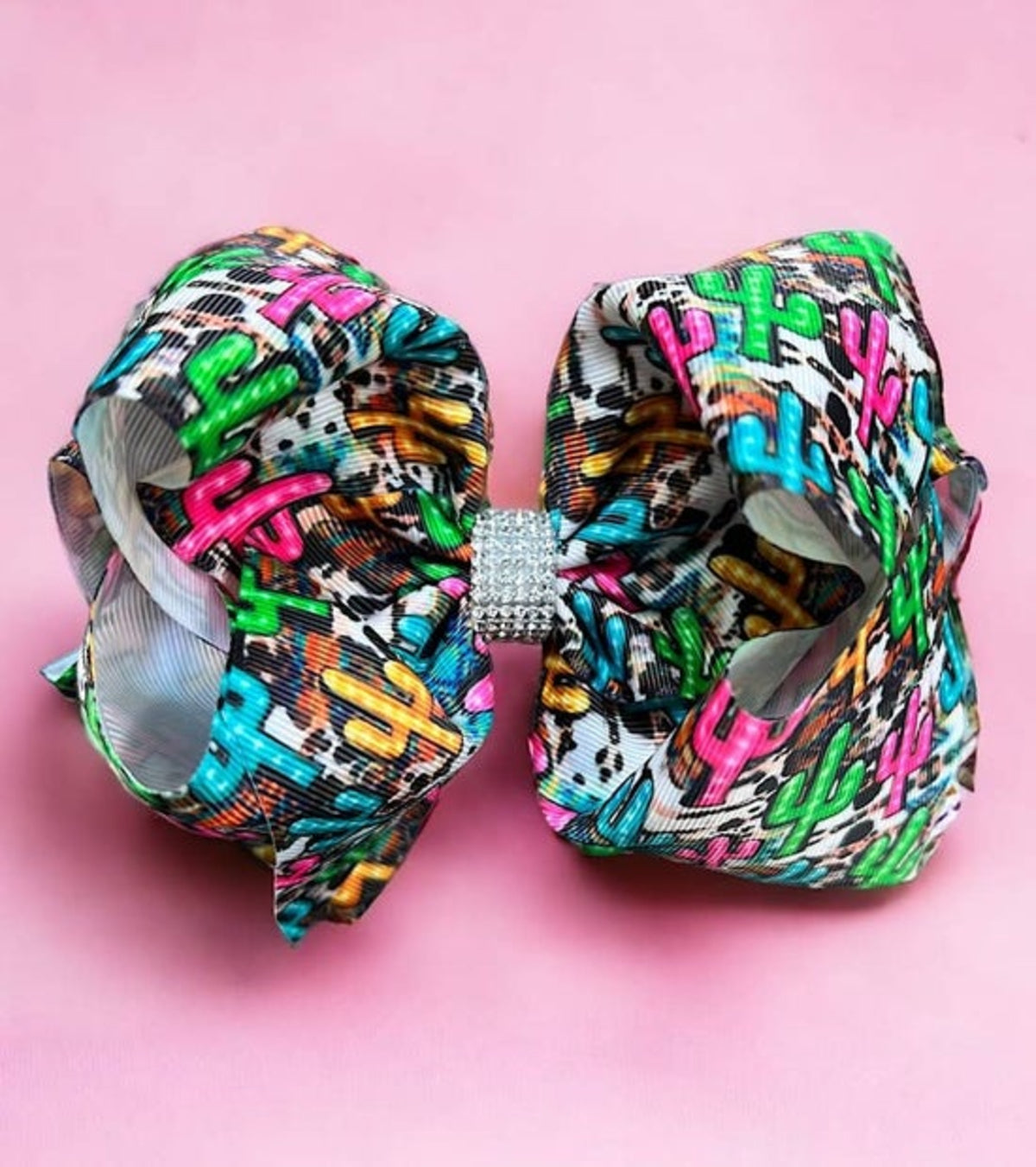 MULTI-COLOR CACTUS PRINTED HAIR BOWS.