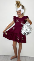 Maroon Football Sequin Girls Dress