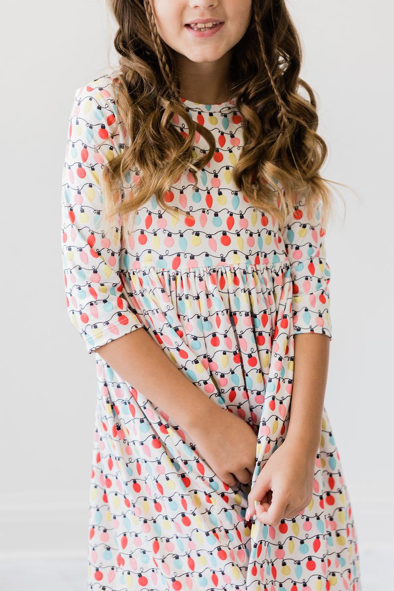 Merry & Bright 3/4 Sleeve Pocket Twirl Dress