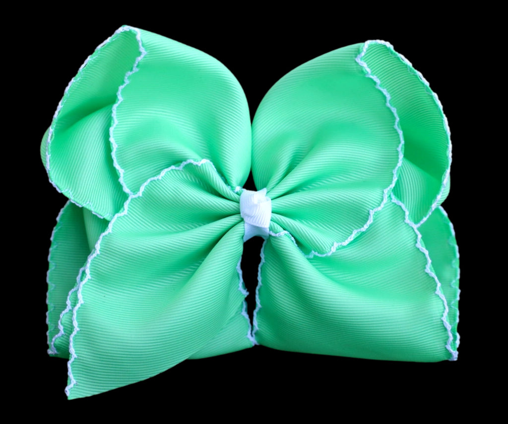 Mint Moon Stitch Hair Bow