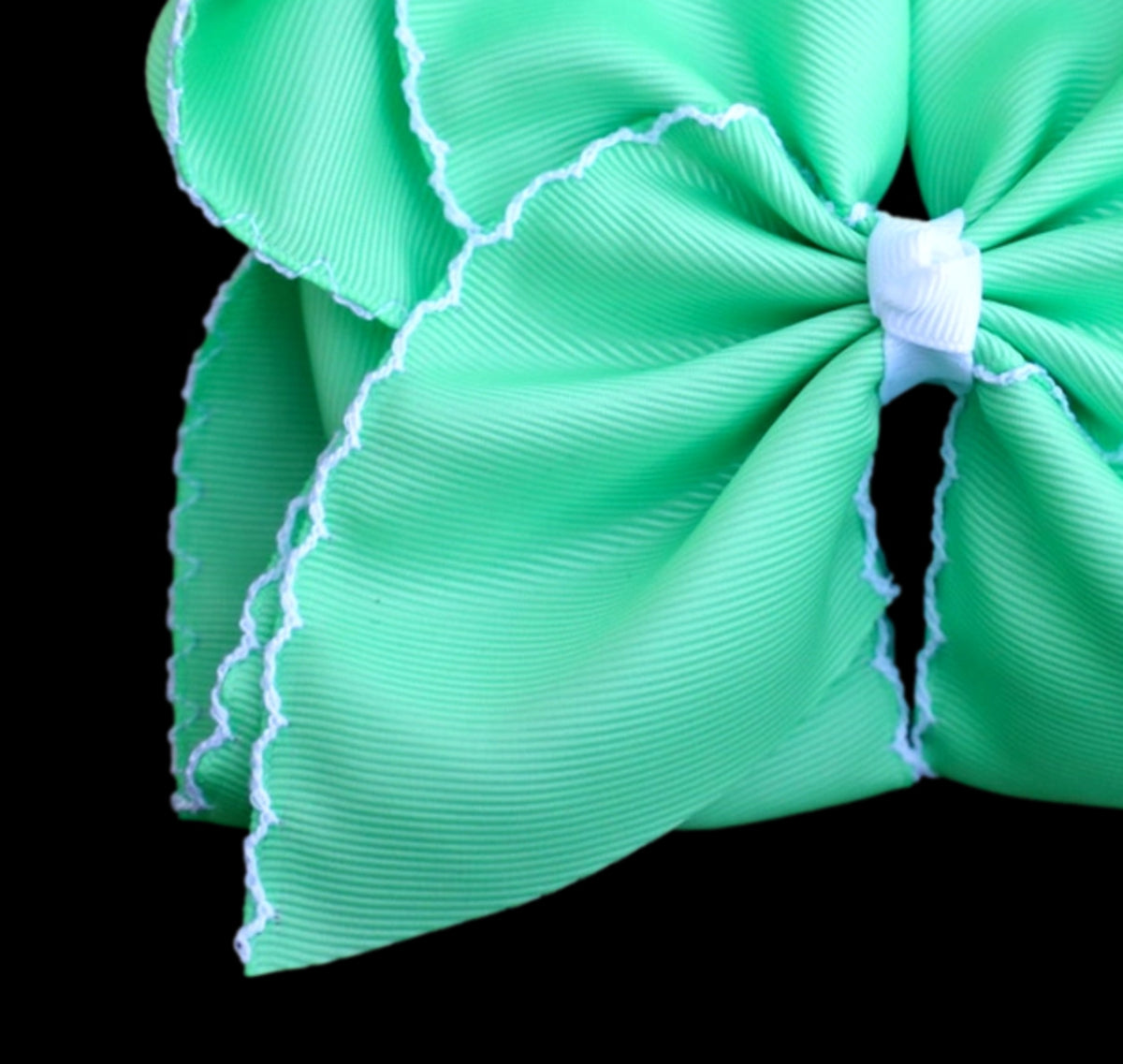 Mint Moon Stitch Hair Bow