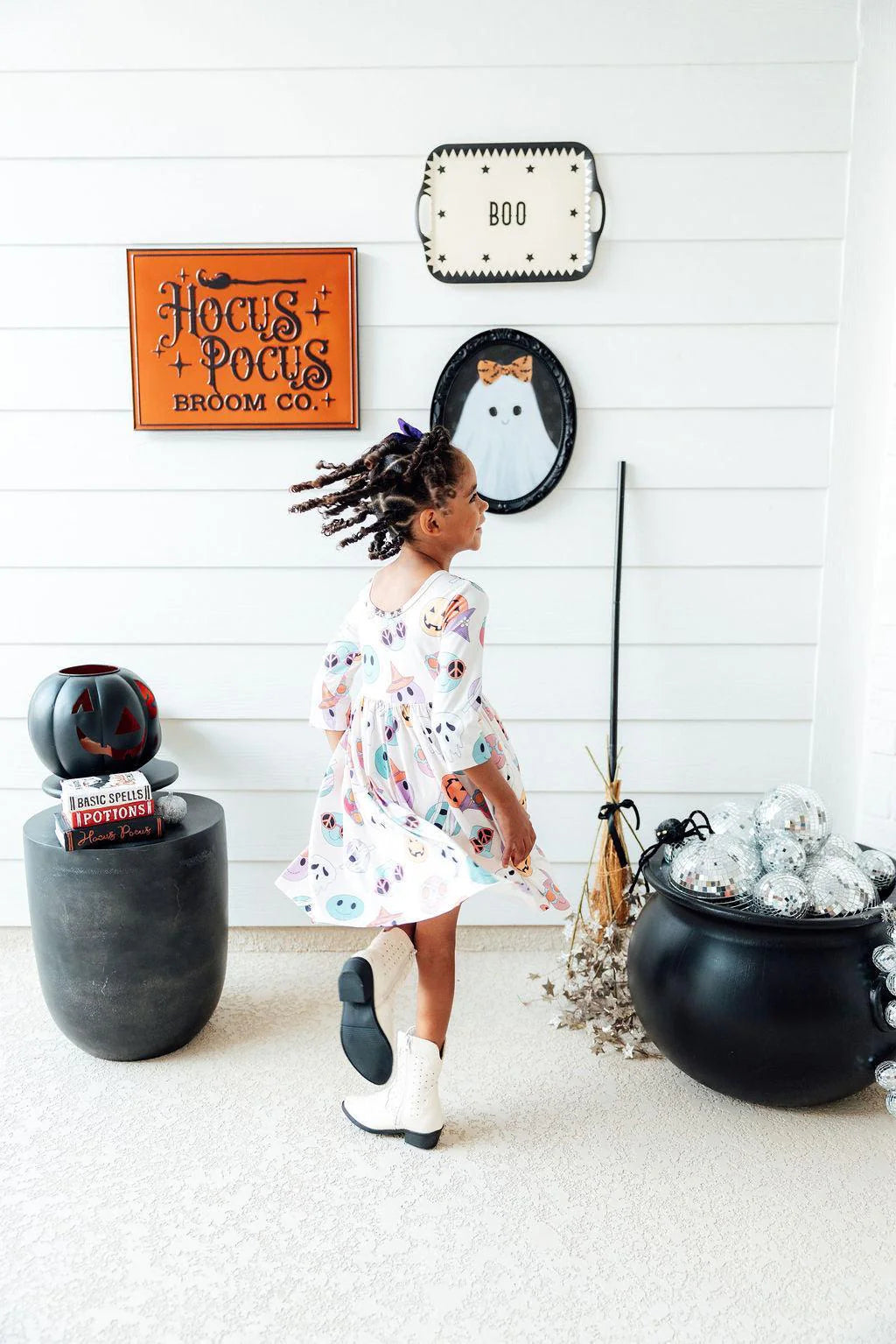 Monster Mash 3/4 Sleeve Pocket Twirl Dress