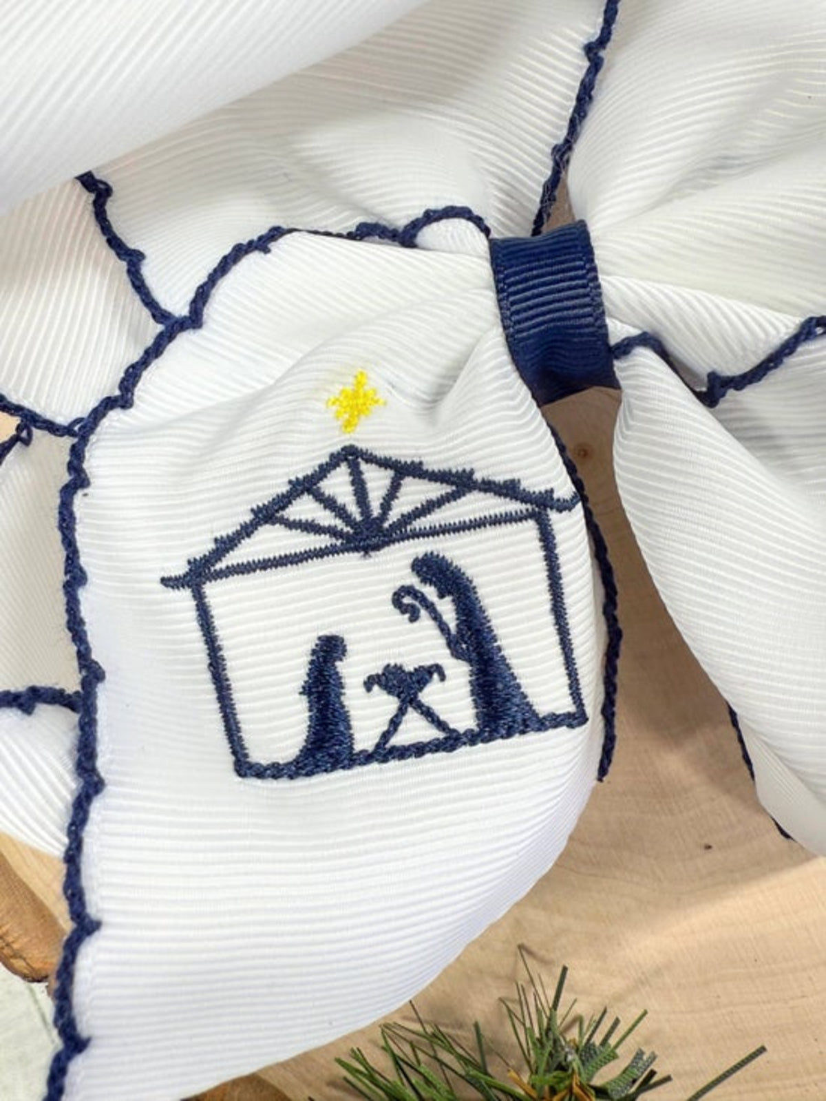 Nativity Scene Embroidered Hair Bow Headband: Christmas 2025