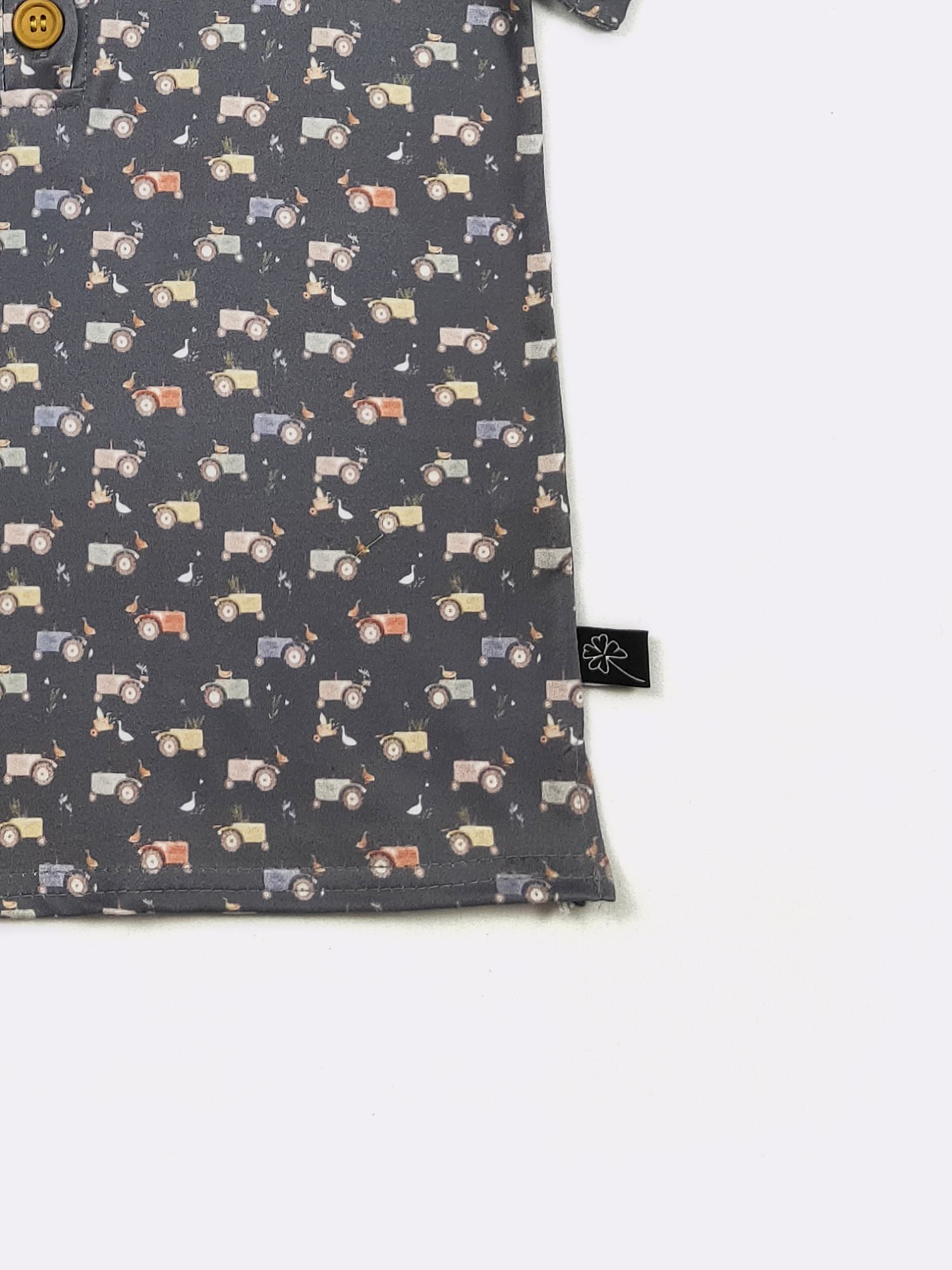 Navy Tractor Boy Collar Shirt