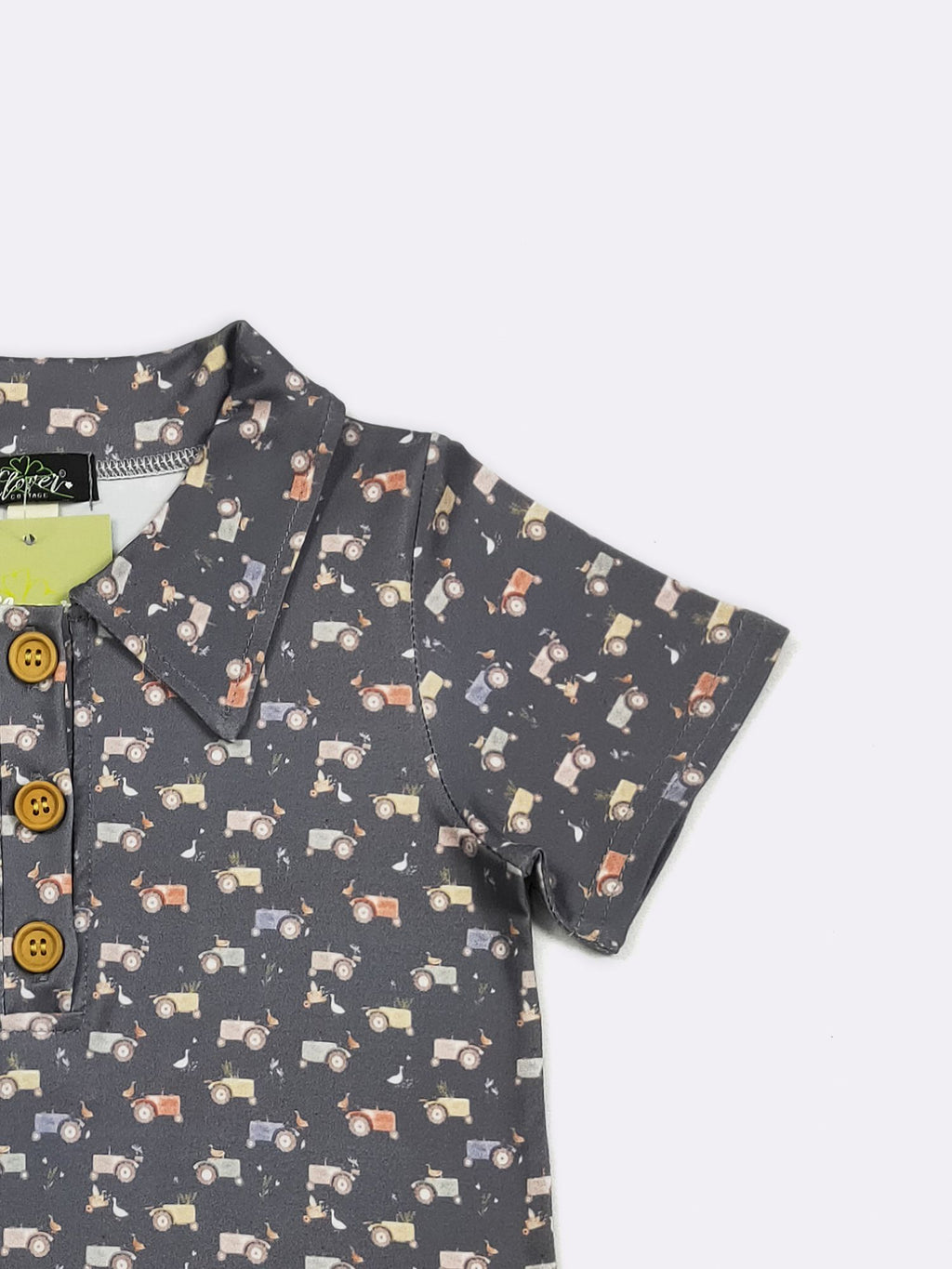 Navy Tractor Boy Collar Shirt
