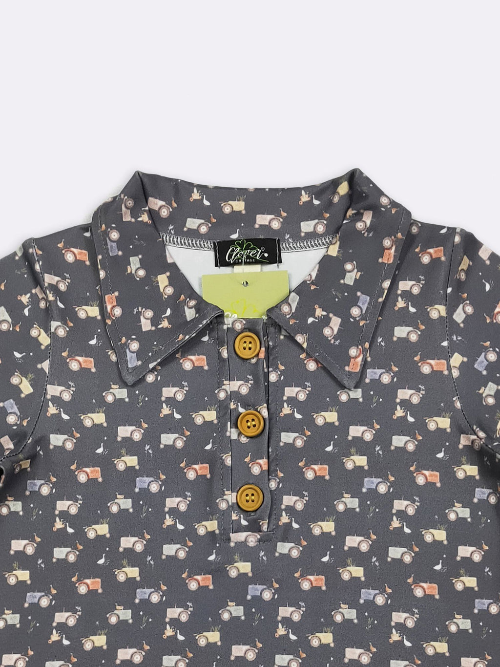 Navy Tractor Boy Collar Shirt