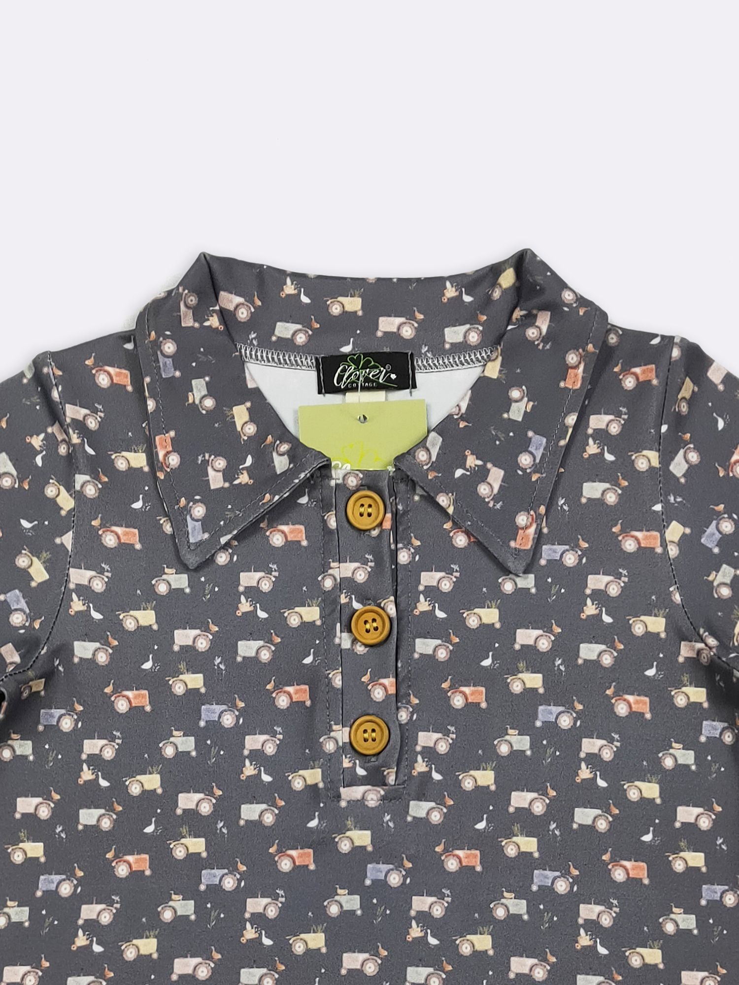 Navy Tractor Boy Collar Shirt