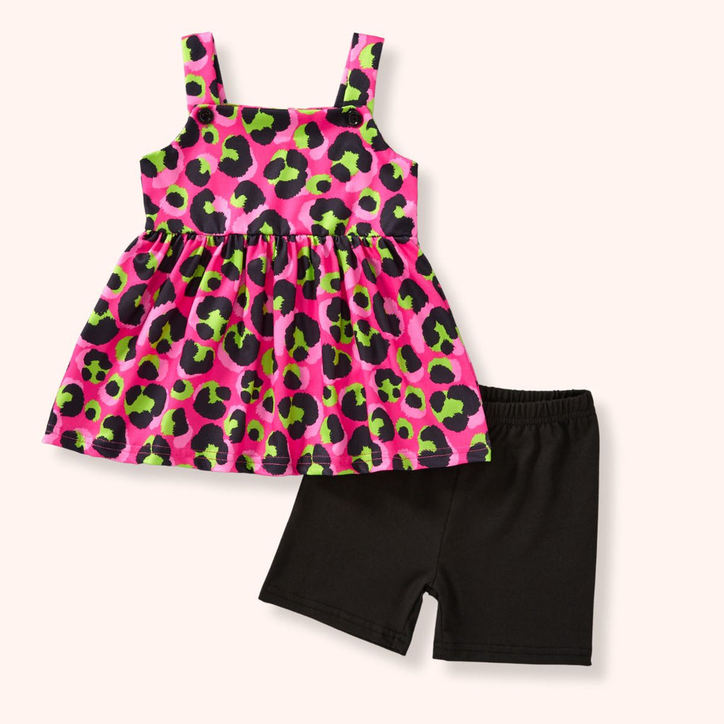 Neon Leopard 2 piece shorts outfits