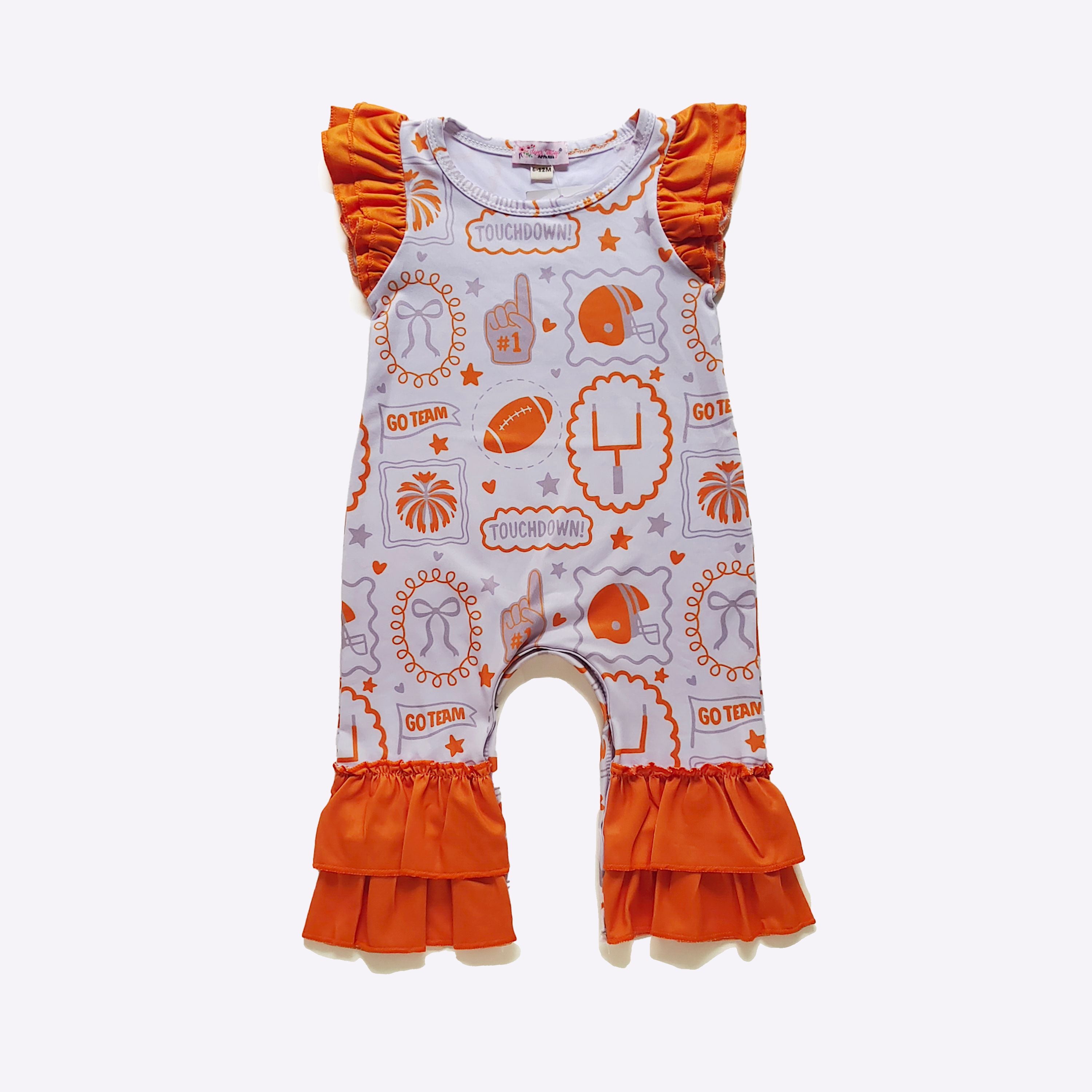 Orange Go Team Baby Romper