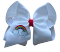 Pastel Rainbow Embroidered Hair Bow