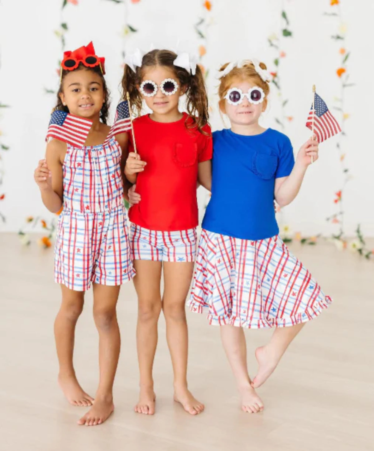 Patriotic Plaid Strappy Play Romper