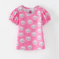 Puff Sleeve Top Pink Kittens