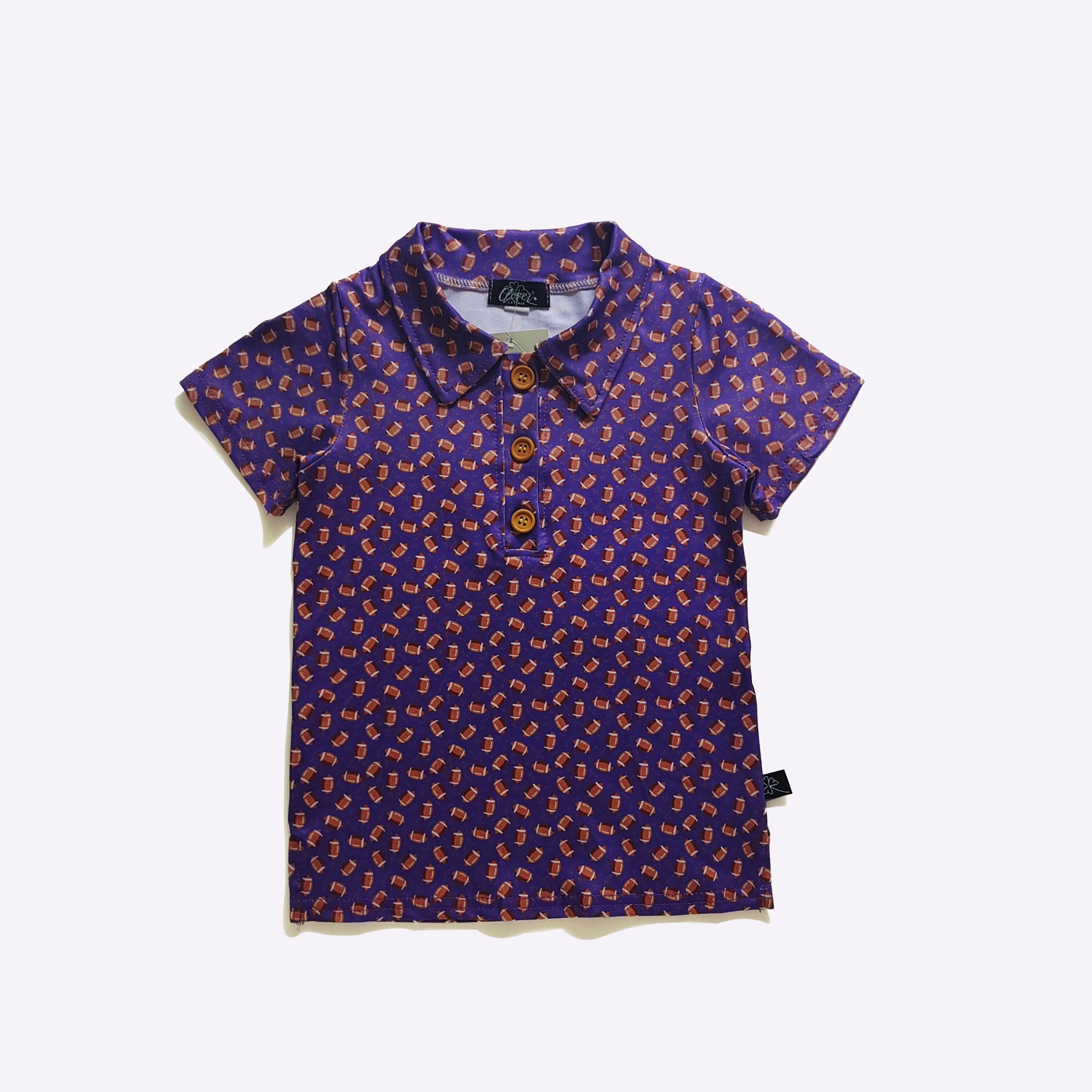 Purple Football Collar Shirt