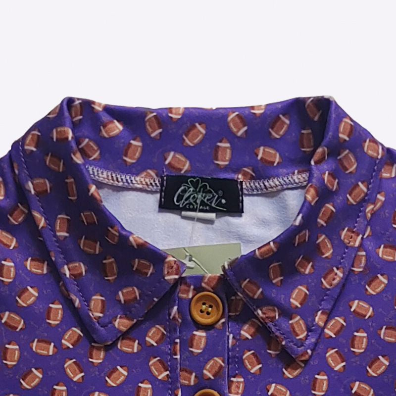 Purple Football Collar Shirt