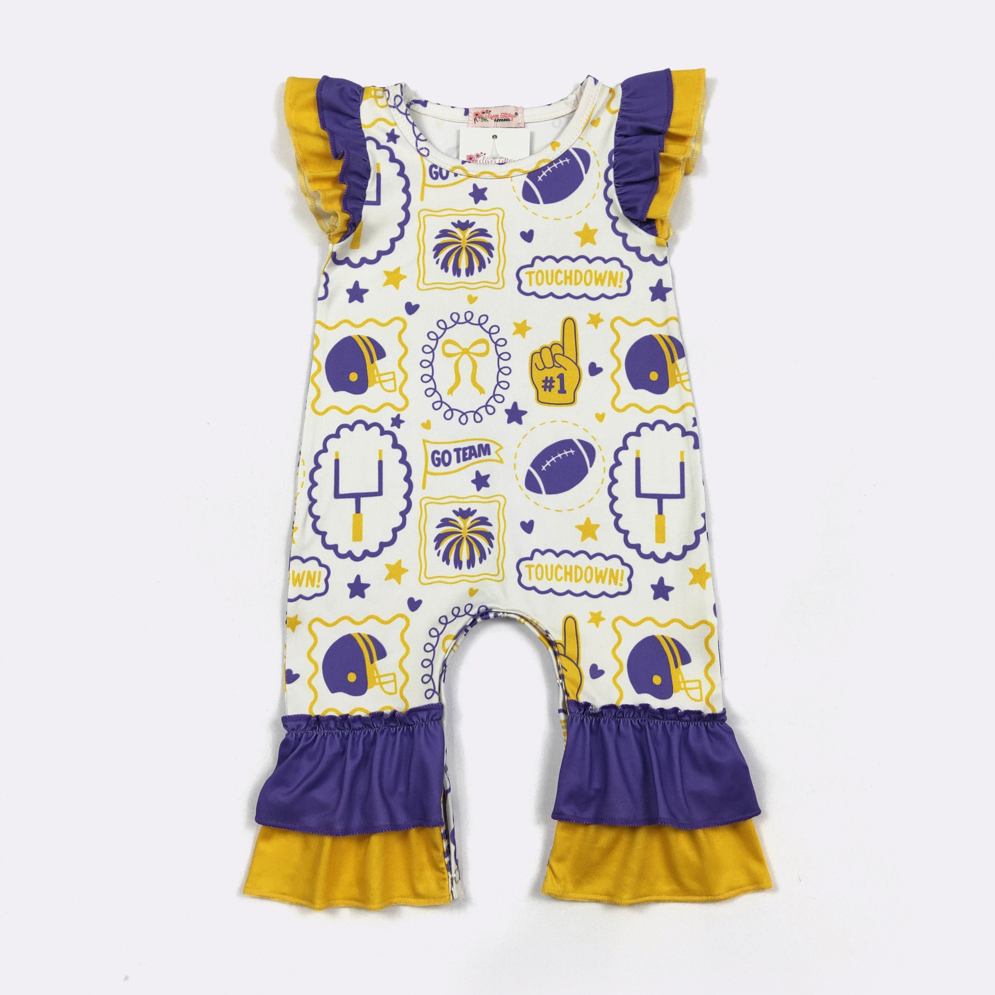 Purple & Gold Go Team Baby Romper